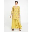 Yellow Printed Chanderi Suit - Set of 3