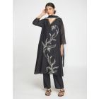 Black Embroidered Chanderi Suit - Set of 3