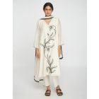 White Embroidered Chanderi Suit - Set of 3