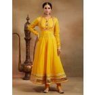 Yellow Gota Mulmul Anarkali Kurta with Churidar- Set of 2