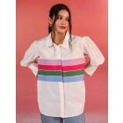 White Patchwork Cotton Poplin Shirt