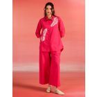 Pink Embroidered Cotton Poplin Co-ord Set- Set of 2