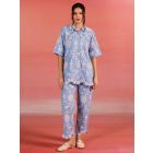 Blue Embroidered Cotton Poplin Co-ord Set- Set of 2