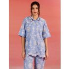 Blue Embroidered Cotton Poplin Shirt