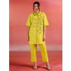 Yellow Embroidered Cotton Poplin Co-ord Set- Set of 2