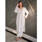 White Cotton Kurta with Palazzo- Set of 2