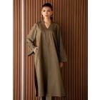 Brown Cotton Kurta with Pants- Set of 2