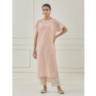 Pink Pittan Hand Embroidered Cotton Kurta with Pants- Set of 2