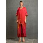 Red Printed Cotton Silk Co-ord Set- Set of 2