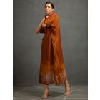 Brown Printed Cotton Silk Dress