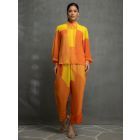 Orange Yellow Printed Georgette Co-ord Set- Set of 2