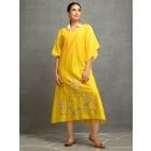 Yellow Embroidered Chanderi Dress