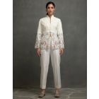 White Embroidered Cotton Slub Co-ord Set- Set of 2