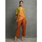 Green Peach Ombre Dyed Cotton Silk Embroidered Co-ord Set- Set of 2