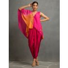 Pink Orange Ombre Dyed Cotton Silk Embroidered Co-ord Set- Set of 2