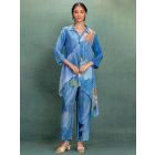 Blue Printed Cotton Silk Co-ord Set- Set of 2