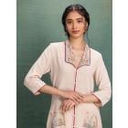 Beige Embroidered Cotton Co-ord Set- Set of 2