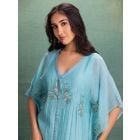 Blue Embroidered Chanderi Dress with Inner