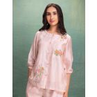 Pink Embroidered Chanderi Co-ord Set- Set of 2