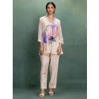 Cream Printed Cotton Silk Co-ord Set- Set of 2