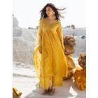 Yellow Mirror Work Cotton Suit- Set of 3