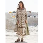 Cream Olive Green Hand Block Printed Cotton Suit - Set of 3