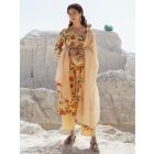 Cream Printed Linen Suit - Set of 3