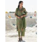 Sage Green Printed Linen Suit - Set of 3