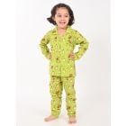 Green Hand Block Printed Cotton Mulmul Unisex Nightsuit - Set of 2