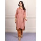 Mustard Yellow Printed Cotton Kurta with Pants- Set of 2