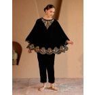 Black Embroidered Velvet Kurta with Pants- Set of 2