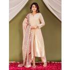 Beige Thread Embroidered Chanderi Suit- Set of 3