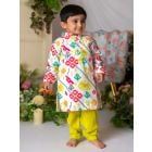 Multicolor Printed Silk Blend Kurta with Pajama- Set of 2