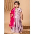 Purple Embroidered Silk Lehenga Set- Set of 3