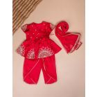 Pink Embroidered Silk Suit Set- Set of 3