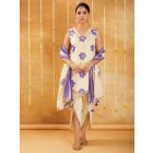 White Blue Printed Cotton Dupatta