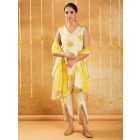 White Yellow Printed Cotton Dupatta