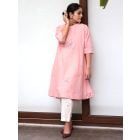 Pink Sequins Embroidered Cotton Kurta with Pants - Set of 2