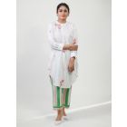 White Sequins Embroidered Cotton Kurta with Pants - Set of 2