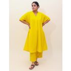 Yellow Cotton Kurta with Pants - Set of 2