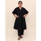 Black Cotton Kurta with Pants - Set of 2