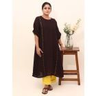 Black Cotton Kurta with Pants - Set of 2