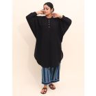 Black Embroidered Cotton Kurta with Pants - Set of 2