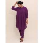 Purple Cotton Kurta with Pants - Set of 2