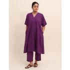 Purple Cotton Kurta with Pants - Set of 2