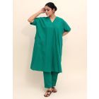 Green Cotton Kurta with Pants - Set of 2