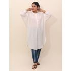 White Embroidered Cotton Kurta with Pants - Set of 2