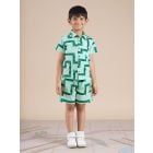 Green Printed Cotton Poplin Co-ord Set- Set of 2