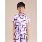 Purple Printed Cotton Poplin Shirt