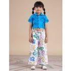 Blue Printed Cotton Poplin Co-ord Set- Set of 2